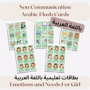 Speech Therapy Flash Cards Non Verbal Communication Needs and Emotions Boards Non VErbal Arabic Flash Cards Daily Need And Feeling Flashcard
