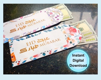 Sobre floral para dinero de Eid, cartera para tarjetas de regalo de Eid (descarga digital)