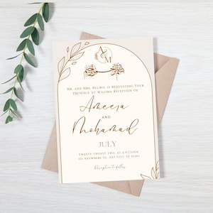 Invitación a la ceremonia Nikkah, tarjeta de invitación para boda árabe, lugar musulmán, celebración de fiesta Walima, invitación personalizada, recuerdos de boda árabes clásicos