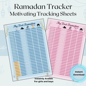 Gráfico de Ramadán Seguimiento de la oración del ayuno Progreso del ayuno para niñas y niños Programa de ayuno para niños Planificador de Ramadán Organizador Motivación para Ramadán para niños