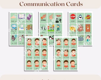 Tarjetas didácticas de comunicación no verbal Recursos para el autismo Terapia del habla para niños Recursos para el desarrollo de ejercicios Tableros para el autismo Tarjeta PDF para imprimir digitalmente