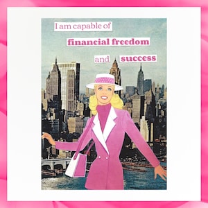 Barbie-briefkaart | Handgemaakte collage | Geüpcycleerde kunst | Fysieke matte kunstprint | Barbie-kunst | Barbie-kunst uit de jaren 80 | Cadeau voor Barbie-fans