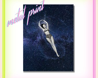 Surreal Collage | Metal Print Wall Art | Vintage Retro Surrealism Wall Art | Celestial Art | Vintage Art | Astrology Art | Constellation Art