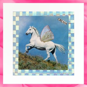 SONHO (Arte de colagem vintage feita à mão | Decoração de parede de fantasia vintage | Decoração de parede de colagem | Cartão postal | Arte de parede de unicórnio | Decoração de parede de unicórnio)