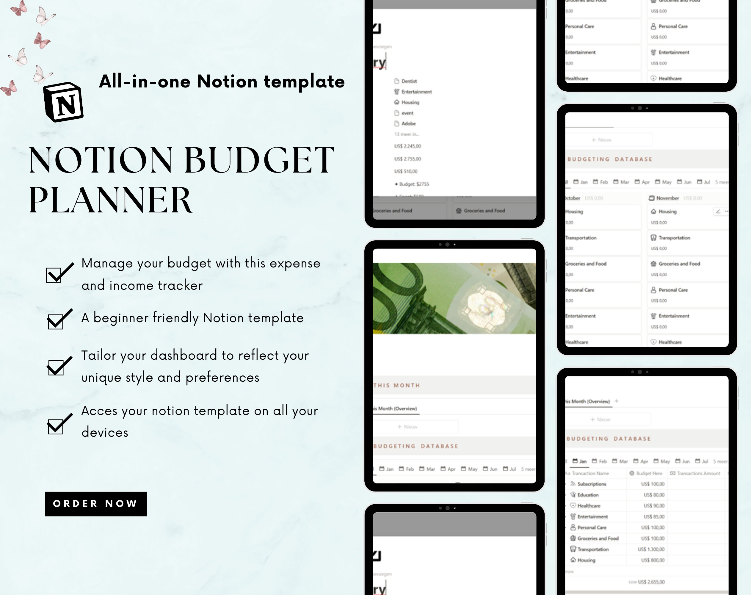 Monthly Budget Planner | Notion Template Financial | Budget Planner ...
