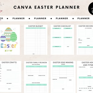 EDITABLE Easter planner, Digital planner for Easter, Checklist for Eastermenu, Easter organizer 2024, Easter planner kit, Easter checklist