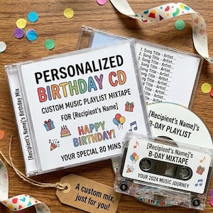 CD regalo di compleanno personalizzato - Mixtape di playlist musicali personalizzate