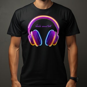 Chemise casque dj personnalisée, t-shirt musique néon, t-shirt prénom dj personnalisé, cadeau pour mélomane, design dj cool, chemise musique edm, cadeau dj unique