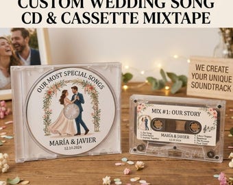 Custom Wedding Song CD – Personalized Mixtape Gift for Couple – Custom Music Playlist on CD or Cassette Tape