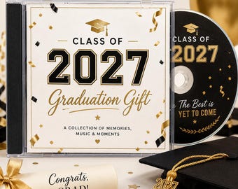 Examenspresent-CD – Klass 2026 Anpassad mixtape för sista året – Personlig musikpresent