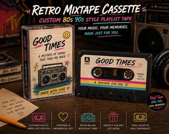 Retro Mixtape-kassett - Anpassad spellista i 80- och 90-talsstil