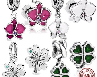 Reflection Charms Pandora Charms Weiß Grün Klee Purpurrot Orchidee Charm Bead Anhänger passen Original Pandora Armband DIY Schmuck Damen Geschenk