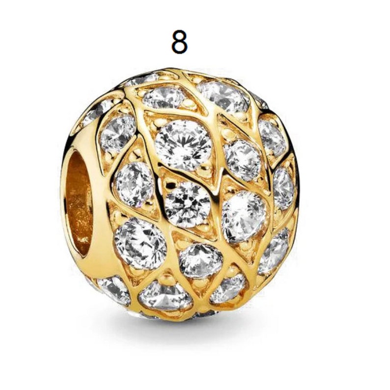 Pandora Charm, Reflexion Charms Metallperle Traumfänger Blumen Gold Charm passen Original Anhänger Charms Silber 925 Armband DIY Frauen Schmuck 8