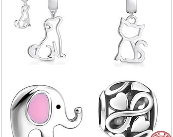 Neue 925 Sterling Silber Original Hund Katze Elefant unendliche Pandora baumeln Korn Charme passen DIY Charme Armband für Frauen Schmuck