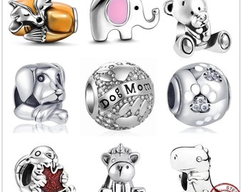 Reflexion Charms Sterling Silber Charm Hunde Stier Einhorn Perlen passen Anhänger Charms Silber 925 Original Perlenarmbänder DIY Frauen Schmuck