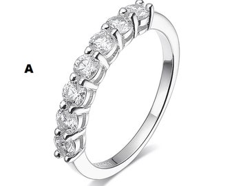 Anillos de moissanita con piedras preciosas para mujer, anillo apilable de plata S925 con diamantes de boda a juego, regalo de oro blanco