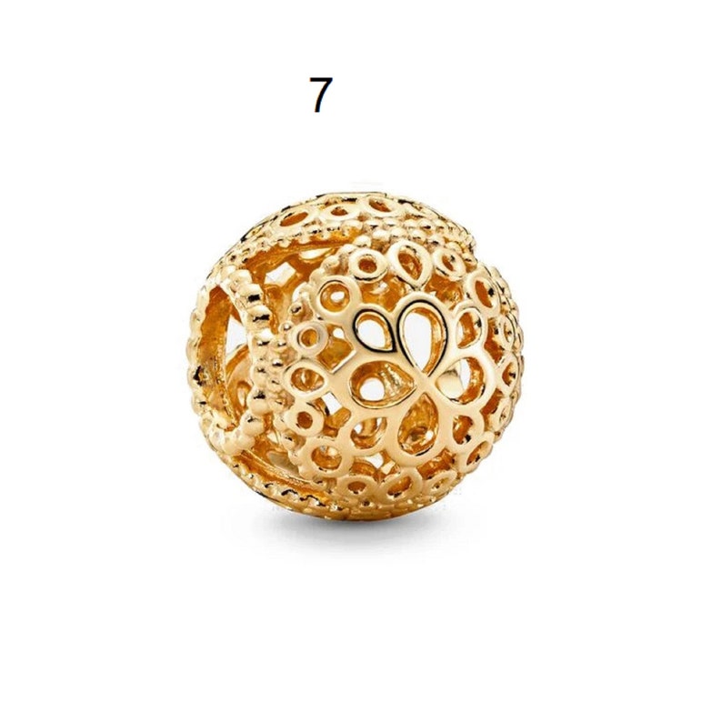 Pandora Charm, Reflexion Charms Metallperle Traumfänger Blumen Gold Charm passen Original Anhänger Charms Silber 925 Armband DIY Frauen Schmuck 7