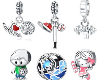 Sport Charms Pandora Charms S925 Volleyball baumeln Charme für Pandora Armband Frau Frauen Mama Geschenk Schmuck Schwimmen Baseball Anhänger