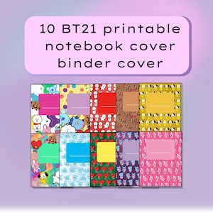 Cubierta de cuaderno digital bt21 bts, cubierta imprimible, divisor de temas imprimible, cubierta de carpeta, merchandising de Kpop, A4, tamaño carta