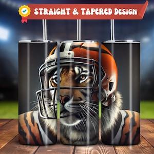 Football Tumbler Wrap PNG Tiger Tumbler Wrap for Men Sublimation Tumbler Gifts for Football Fans Tiger Lovers Gifts, 20 oz Tumbler Wrap PNG