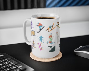 Skiing Ceramic Coffee Mug, 11oz (0.33l) and 15 oz (0.44 l)