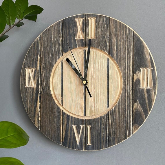 Gravierte Wanduhr Uhr Aus Holz Mit Gravur Uhr Holz Dekor Wand
