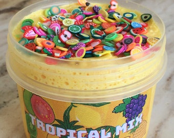 Slime jaune croustillant Snow Fizz - « Tropical Mix »