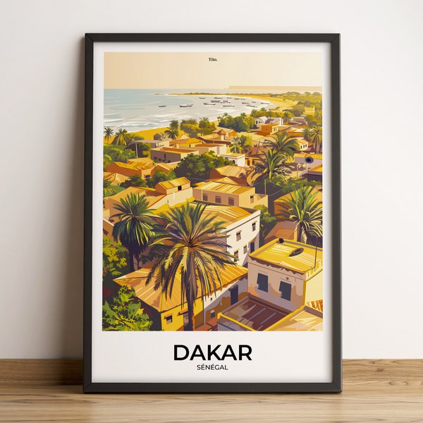 Affiche DAKAR · Affiche de voyage Dakar · Impression d'art Dakar · Poster Dakar · Dakar au Sénégal · Cadeau personnalisable