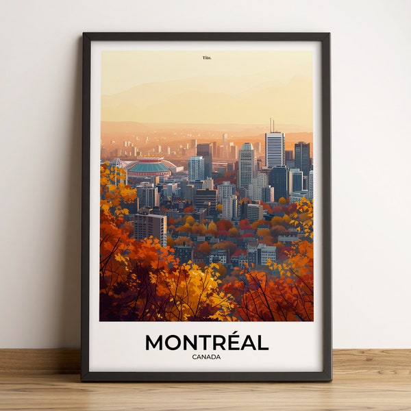 Affiche de MONTREAL · Affiche de voyage Montreal · Impression d'art Montreal · Poster Montreal · Paysage urbain · Cadeau personnalisable