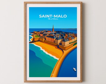 Impression Sur Toile Vintage Saint-Malo France - Format 20x30 Cm - Décoration Murale Pour Salon, Chambre, Bureau