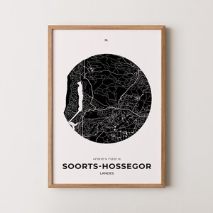 Affiche Hossegor, Poster Hossegor, Impression Hossegor, Carte Hossegor, Affiche Landes, Cadeau Hossegor