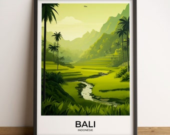 Affiche de BALI · Affiche de voyage Bali · Impression d'art Bali · Poster Bali · Bali en Indonésie · Cadeau personnalisable