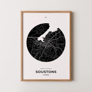 Affiche Soustons, Poster Soustons, Impression Soustons, Carte Soustons, Affiche Landes, Poster Landes, Cadeau Soustons
