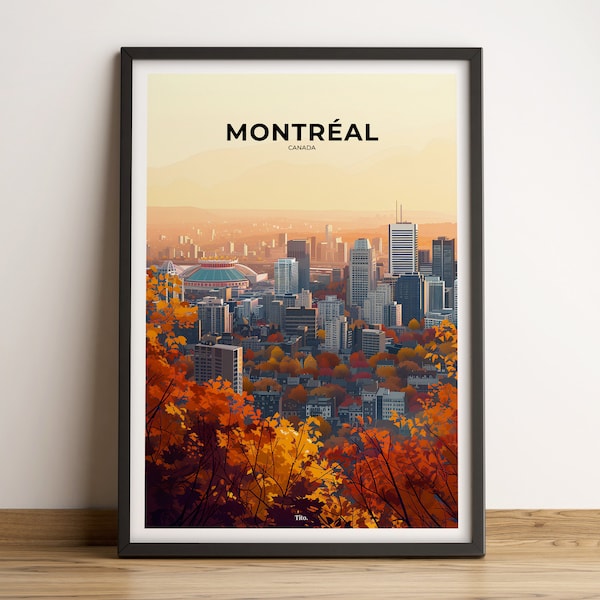 Affiche de MONTREAL · Affiche de voyage Montreal · Impression d'art Montreal · Poster Montreal · Paysage urbain · Cadeau personnalisable
