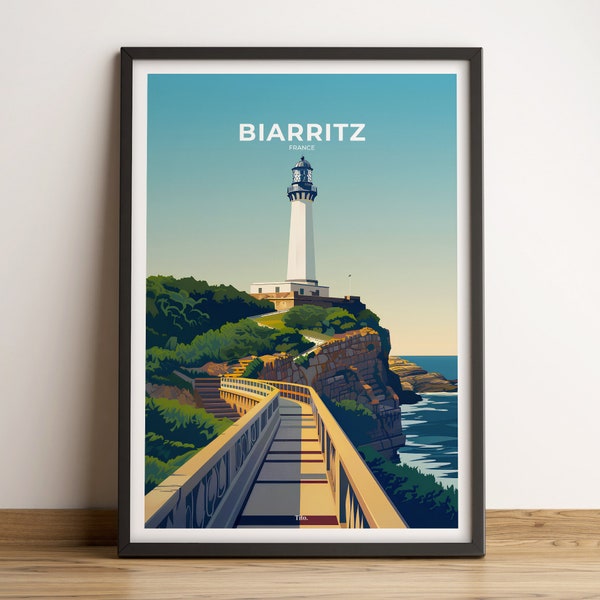 Affiche BIARRITZ · Affiche de voyage Biarritz · Impression d'art Biarritz · Poster Biarritz · Biarritz en France · Cadeau personnalisable