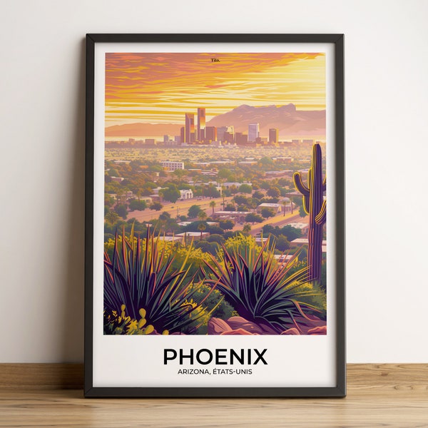 Affiche de PHOENIX · Affiche de voyage Phoenix · Impression d'art Phoenix · Poster Phoenix · Phoenix en Arizona · Cadeau personnalisable