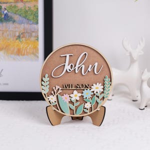 Custom Baby Announcement Sign: 3D Wooden Floral Newborn Photo Prop