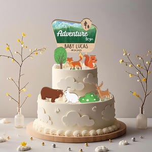 Personalized Baby Shower Cake Topper Let the Adventure Begin Custom Name and Date 3D National Park Birthday Topper with Optional Sets D3