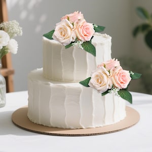 Decorazione per torta nuziale con fiori artificiali pre-composti, decorazione per torta nuziale con fiori, set opzionale con iniziali personalizzate.