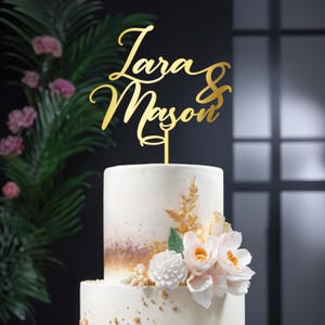 Bruidstaarttopper Gepersonaliseerde namen Taartdecoratie Aangepast jubileumcadeau voor bruiloft Verlovingstopper, optionele rozensets