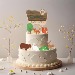 Let the Adventure Begin 3D Baby Shower Cake Topper Personalized Name and Date National Park Cake Topper for Birthday with Optional Sets D1