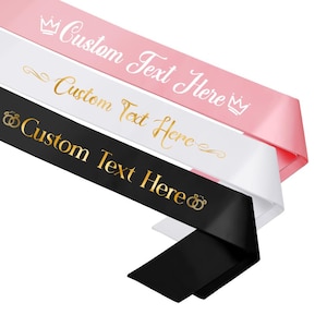 Double-Layered Satin Sash for Adults Custom Color and Text Personalized Party Accessory