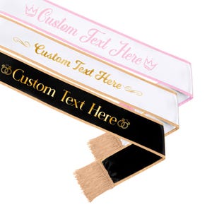 Personalized Sash with Tassel Personalized Text Satin Sash Party Accessory for Birthday Wedding Baby Shower Prom Party Celebrations