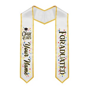 Graduation Stole Custom Name & Date Personalized College Graduation Sash Stole for Graduation, Classic Graduation Accessory, 2 Color Options