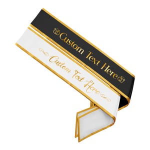Custom Double-Layered Satin Sash with Borders for Adults Custom Color and Text Personalized Sashes Prom Wedding Graduation Party Accessory