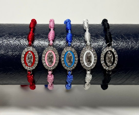 VASSAGO Braccialetto con rosario della Vergine Maria per donne e uomini double face con medaglia miracolosa corda intrecciata a mano cattolica cristiana religiosa regalo (Argento 1