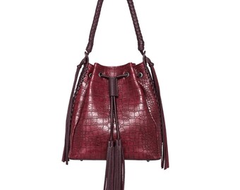 WG26-8275 Wrangler Drawstring Hobo by Montana West - Wine