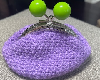 Crocheted Coin Purse Change Purse - Handmade
