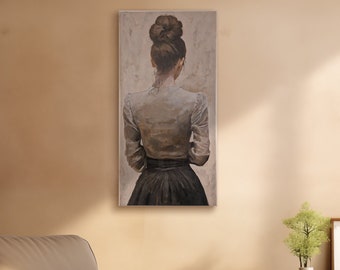 Obraz na płótnie, ręcznie malowany, portret 40 x 80 cm.