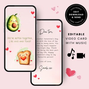 Digitale Valentijnsdag-e-kaart, Valentijnsdag-videokaart, elektronische gepersonaliseerde e-kaart, leuk romantisch Vday bewerkbaar mobiel bericht VDVC05
